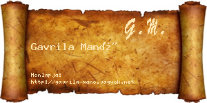 Gavrila Manó névjegykártya
